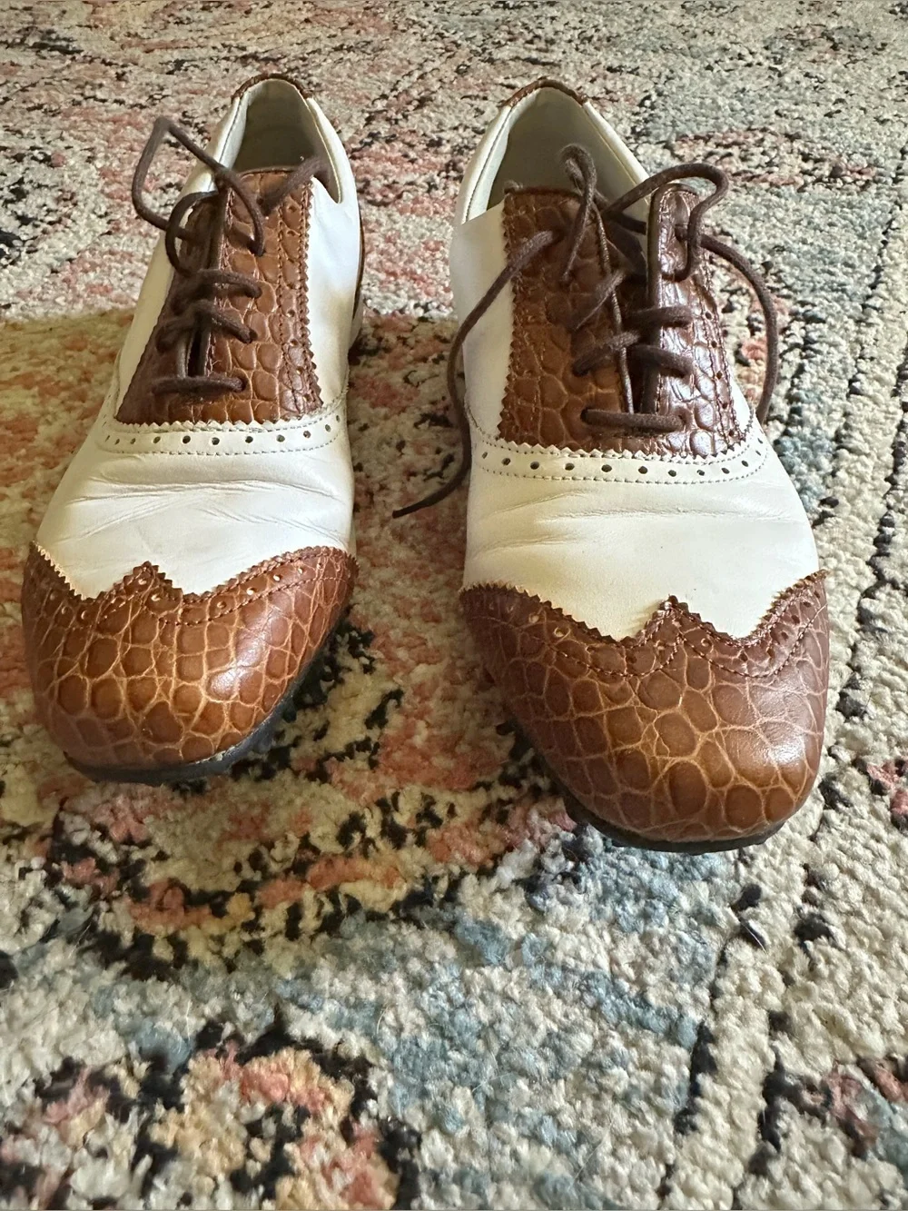 FootJoy LoPro Collection Women’s Wingtip Golf Shoes - Brown/White - Size 7M